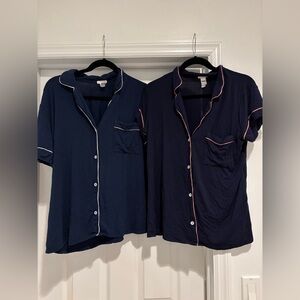 Eberjey Pajama Tops Bundle Size Medium Navy Short Sleeve Sleep Shirts